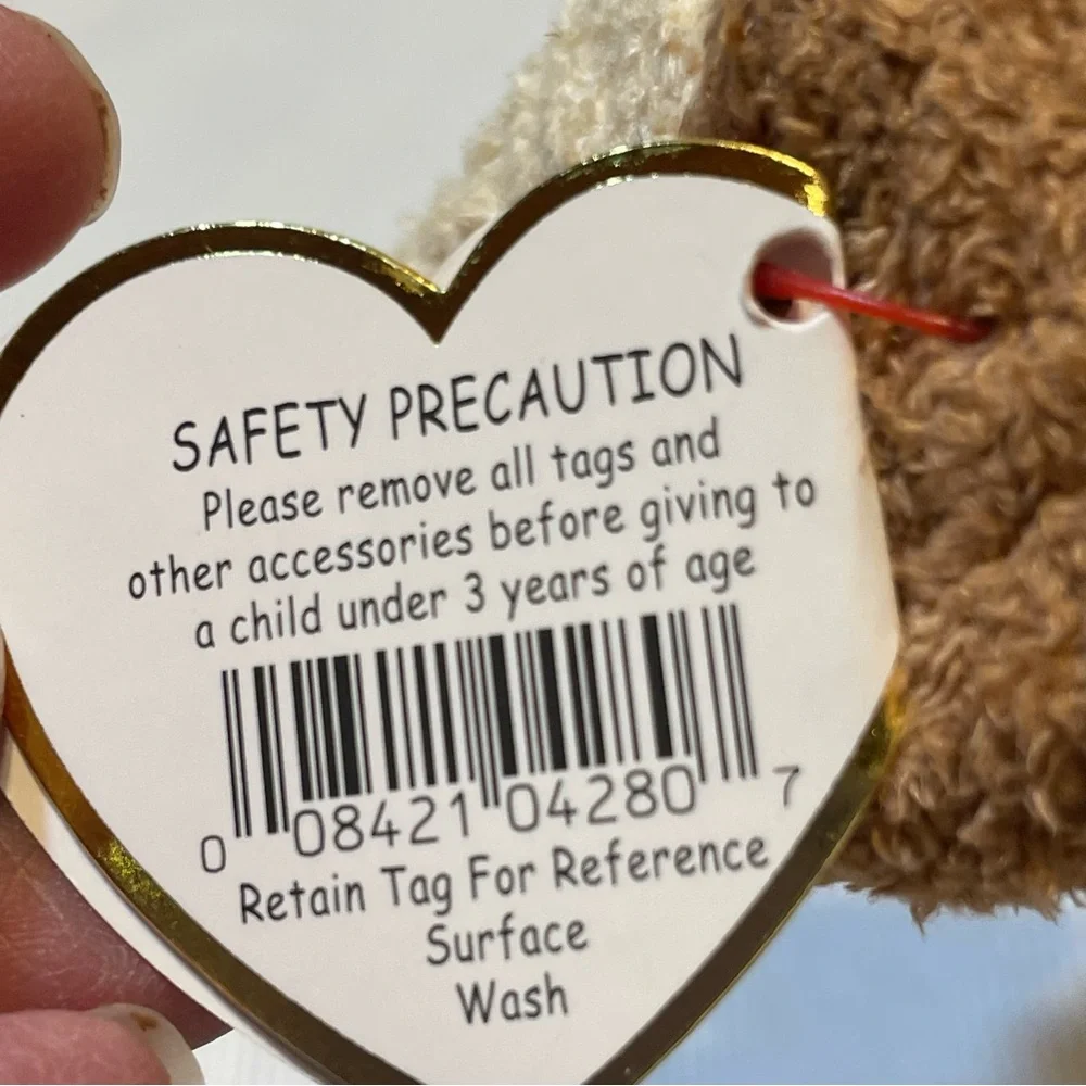 Ty Beanie Baby Dog Rufus. Tan and brown NWT